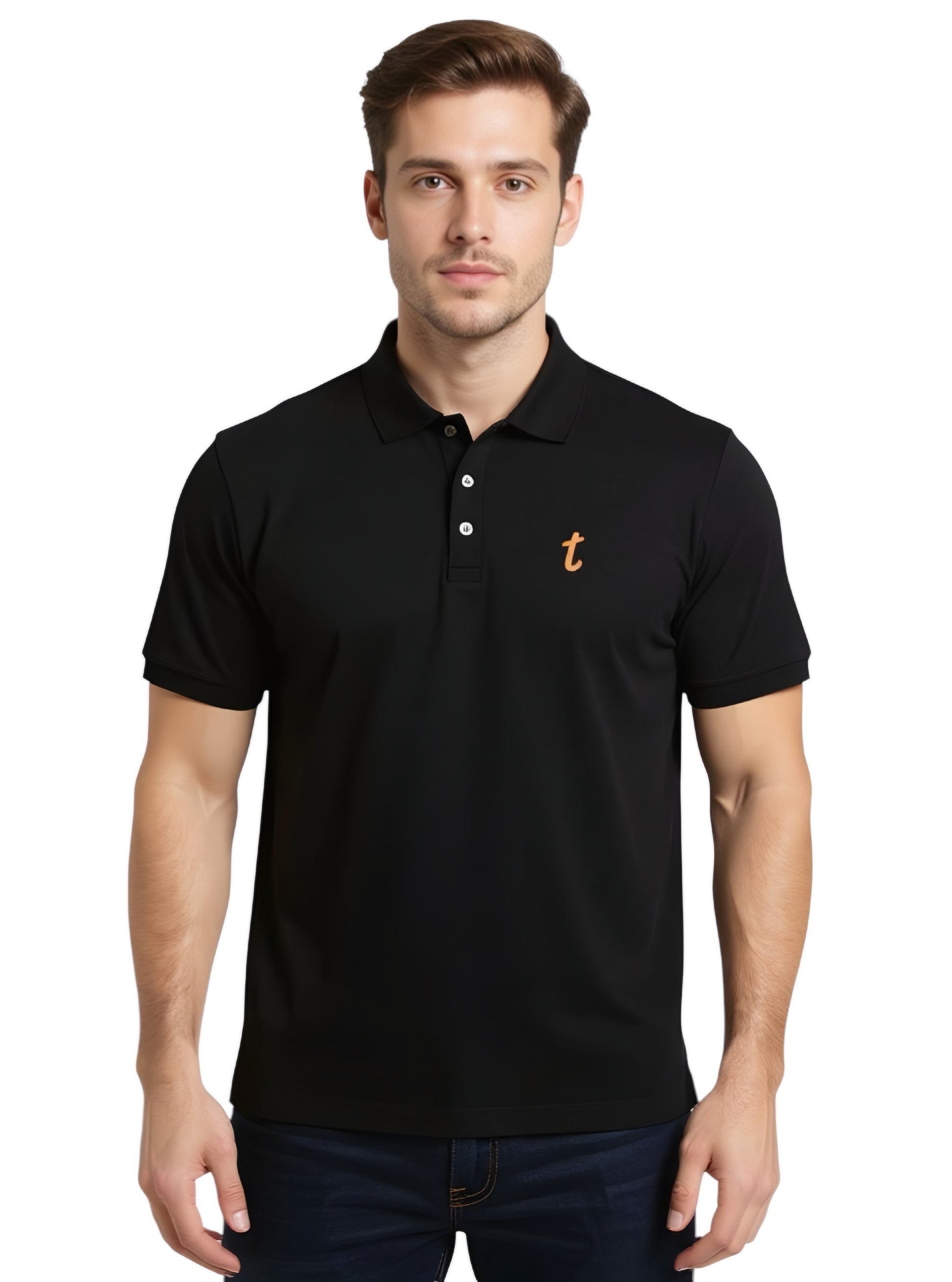 Deri Pamuk, Toskana Tasarım Siyah Renk Polo Yaka Tişört  T4202