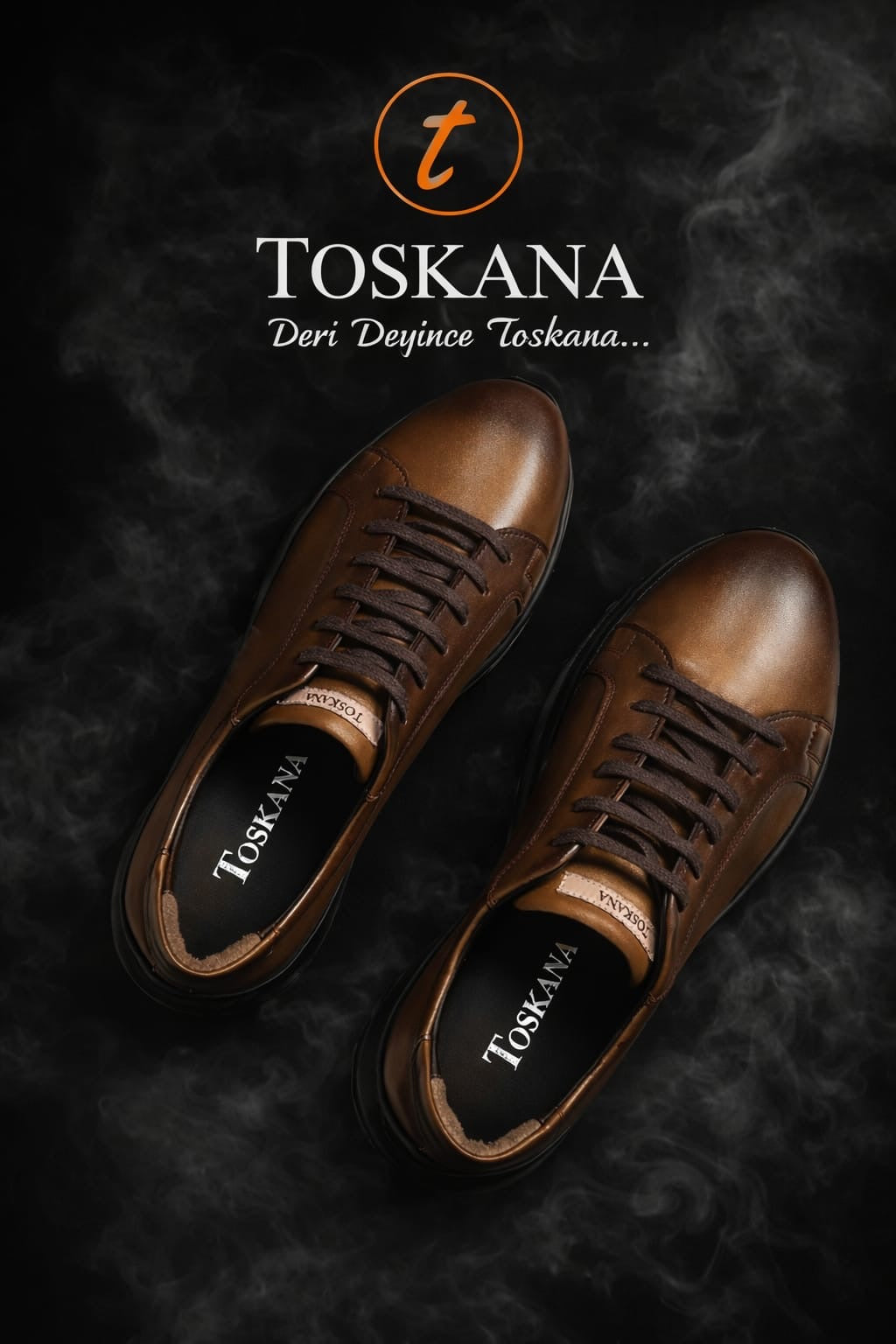 Toskana Design Hardal-Kahve Deri Erkek Spor Ayakkabı | İtalyan Derisi 300-4004