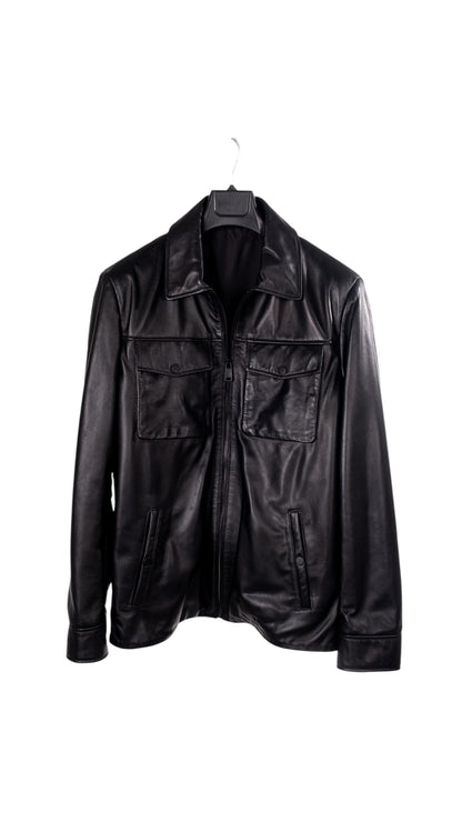 Toskana Design Siyah Renk Fermuarlı Çok Cepli Erkek Deri Ceket  Style 200-4072