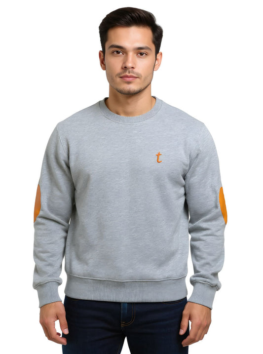 Deri ve Pamuk Turunçu Deri  Gri Pamuk ,Soft Sweatshirt,Toskana Design