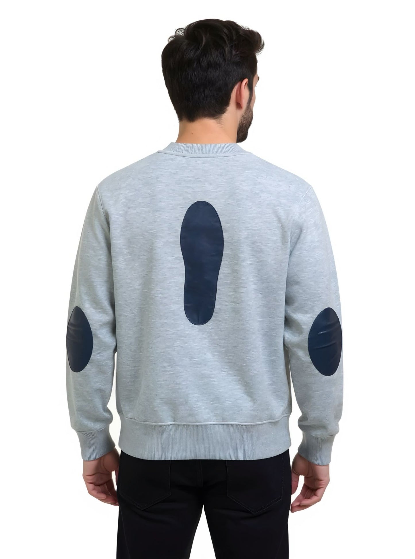 Deri ve Pamuk Lacivert Deri Gri Pamuk ,Soft Sweatshirt,Toskana Design