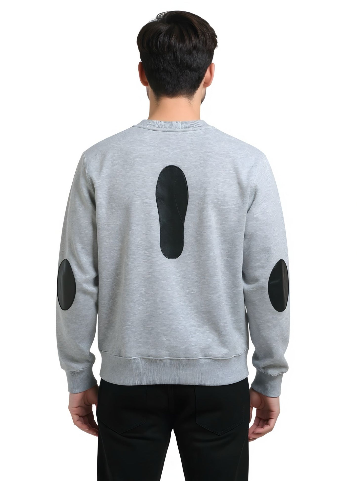 Deri ve Pamuk Siyah Renk Deri Gri Pamuk ,Soft Sweatshirt,Toskana Design