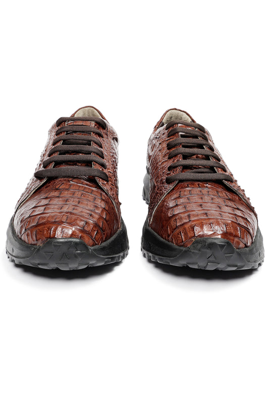 Hakiki Timsah Crıcodile Derisi Kahverenği El Yapımı Spor Ayakkabı   300-7001  İndirilmiş Fiyatı 49.322TL