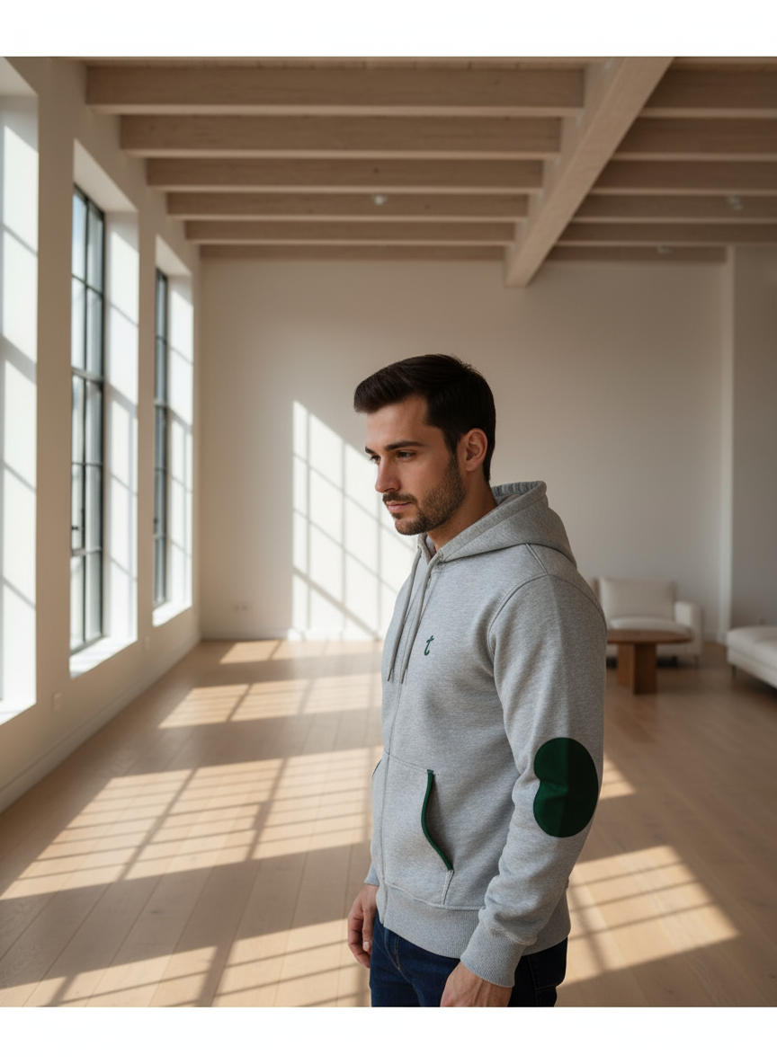 toskana design deri detaylı  kapşonlu  sweatshirt 