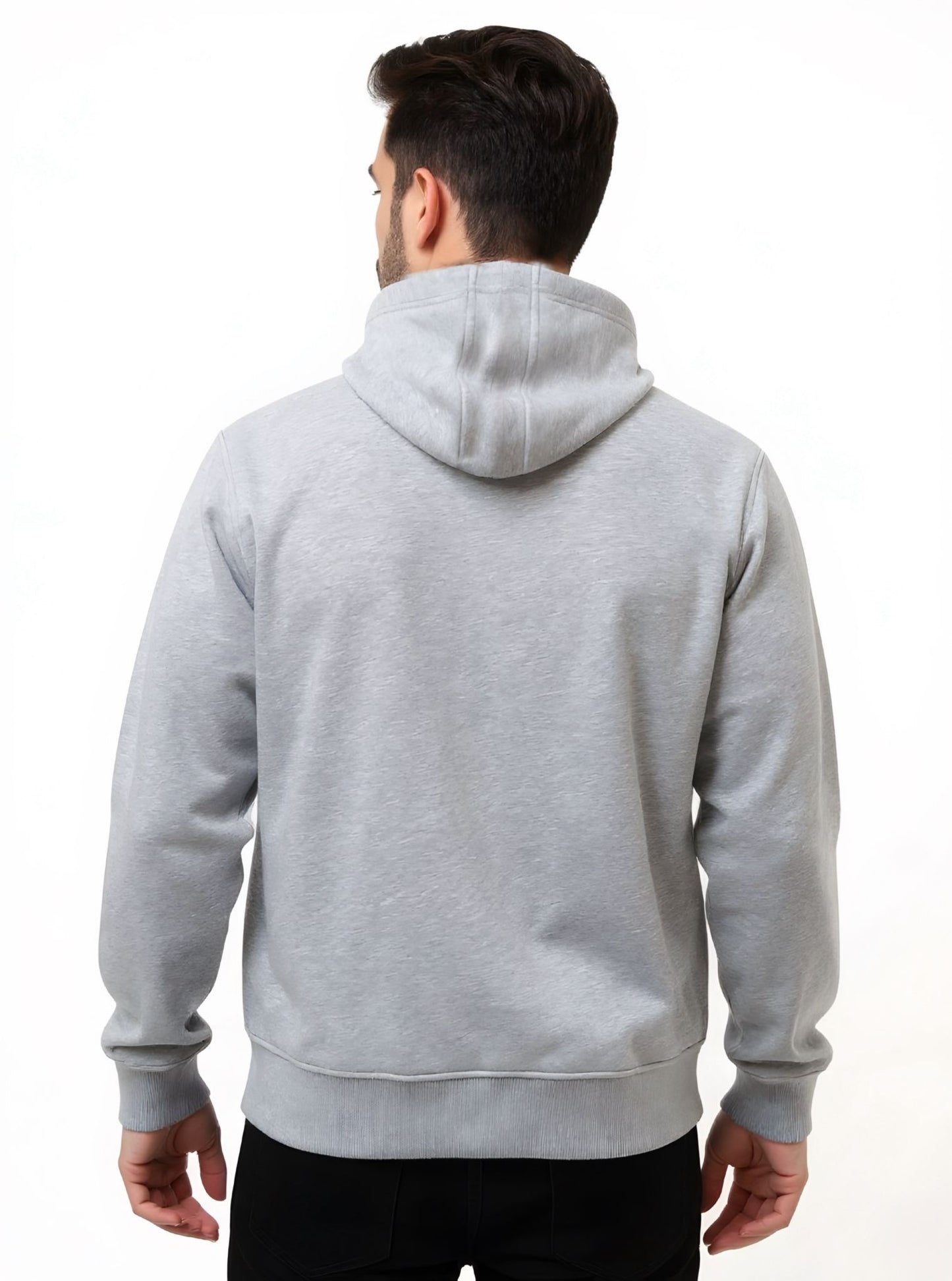 Deri-Pamuk Kapşonlu Fermuarlı Gri  Renk Soft Sweatshirt,Toskana Design