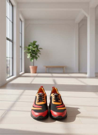 Sarı Kırmızı Su Geçirmez Deri Sneaker  Style  Casual 300-110