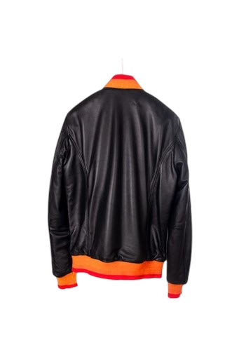 Toskana Design Sarı Kırmızı  Fermuarlı  Uniseks Deri Ceket  Style 200-4140