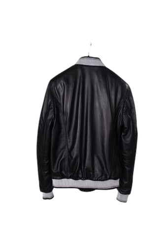 Toskana Design Siyah Beyaz Fermuarlı ı Uniseks Deri Ceket   Style 200-4147