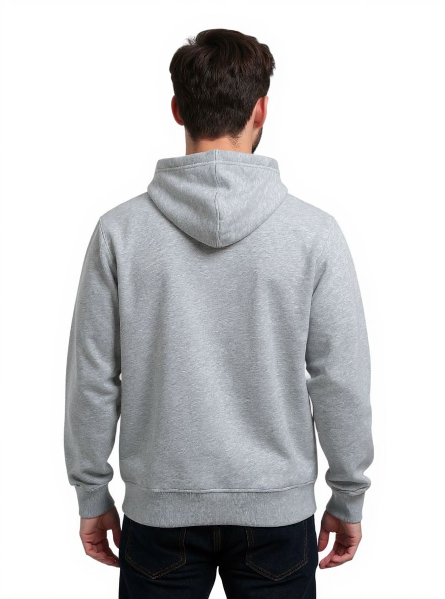 Deri-Pamuk Kapşonlu Gri Renk Soft Sweatshirt,Toskana Design