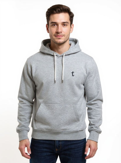Deri-Pamuk Kapşonlu Gri Renk Soft Sweatshirt,Toskana Design
