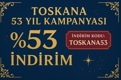 toskana design tüm ürünlerde kısa bir süre  53. yıl  kutlaması  %53 indirim