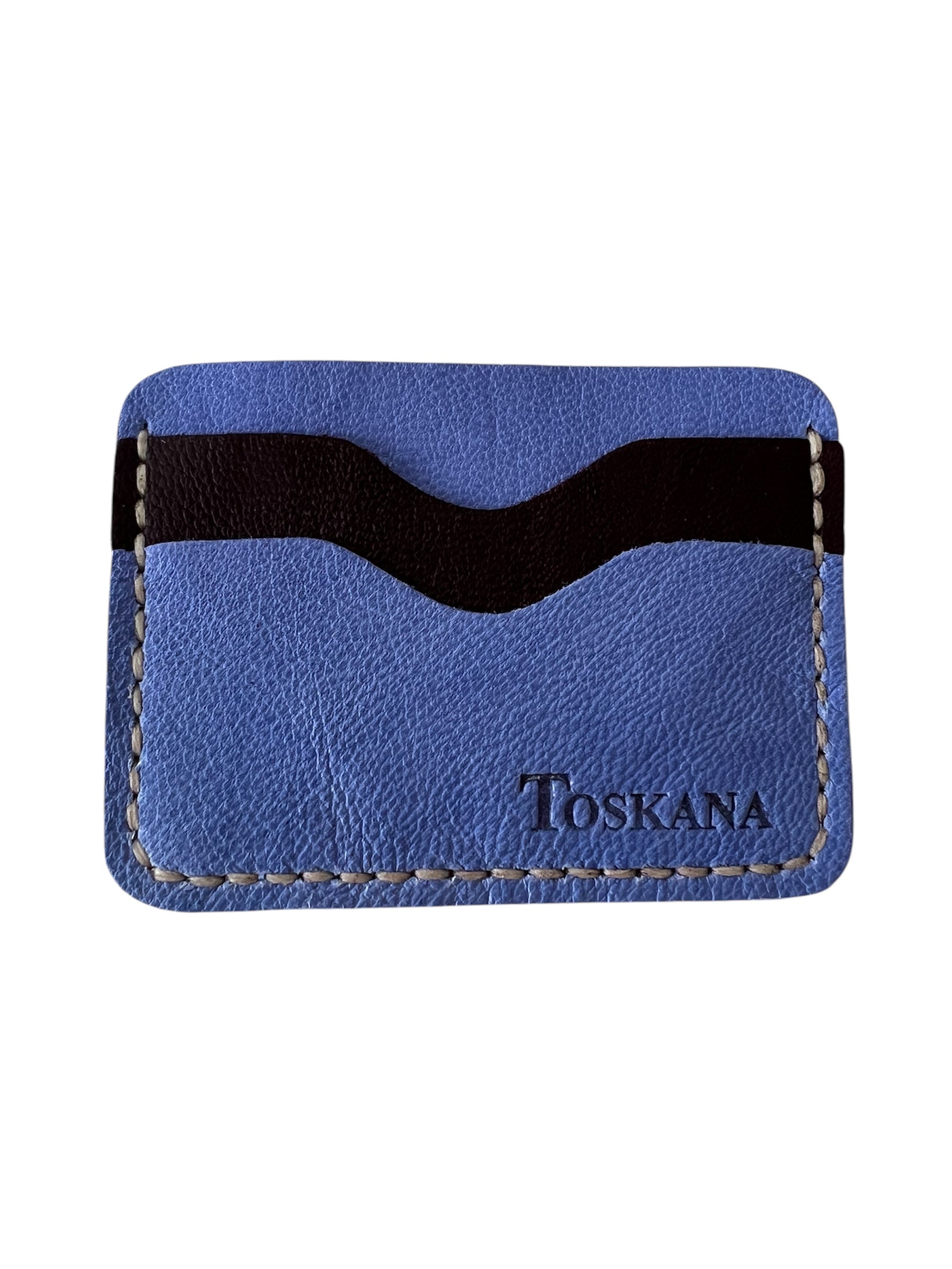 Bordo Mavi Hakiki Deri Günlük ve Pratik Uniseks Kredi Kartlık Style 15118 