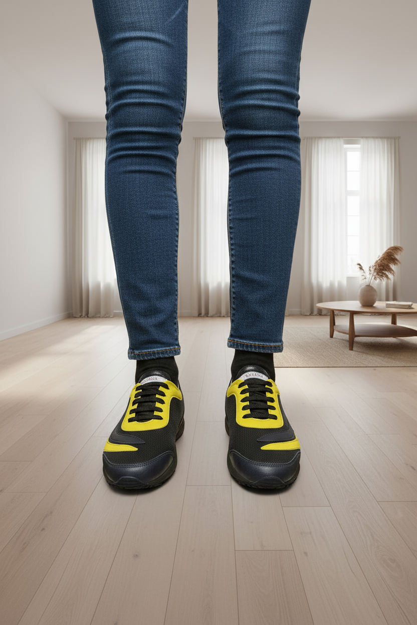 Lacivert-Sarı Sneaker Düzgün Jeanle