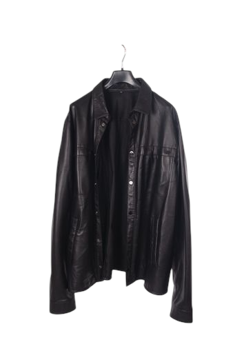 Black Color Men's Leather Unlined Shirt Style 200-4134