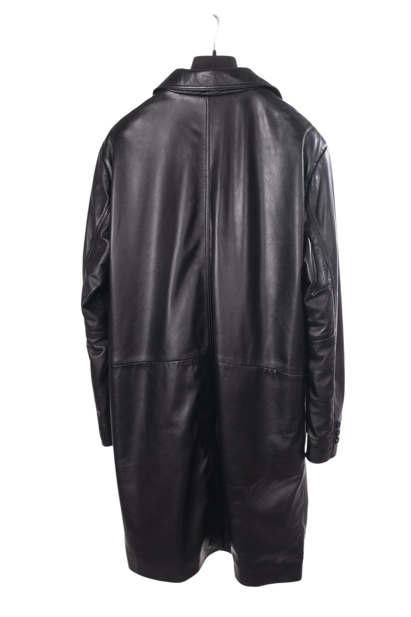 Toskana Design Siyah Renk  Düğmeli Erkek Deri Trençkot