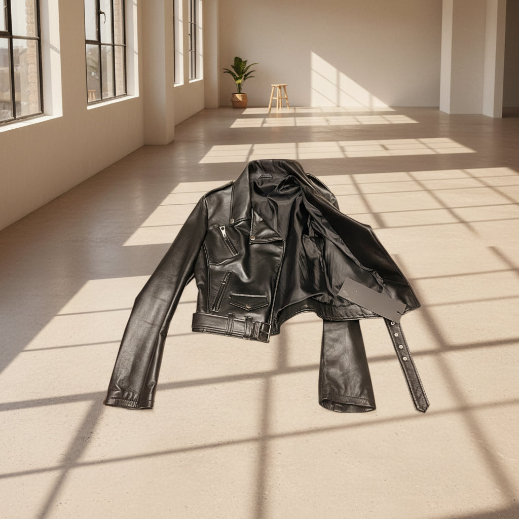 Kadın motorcu bike deri ceket