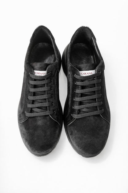 Toskana Design Siyah Pony Deri Erkek Sneaker | Özel Tasarım