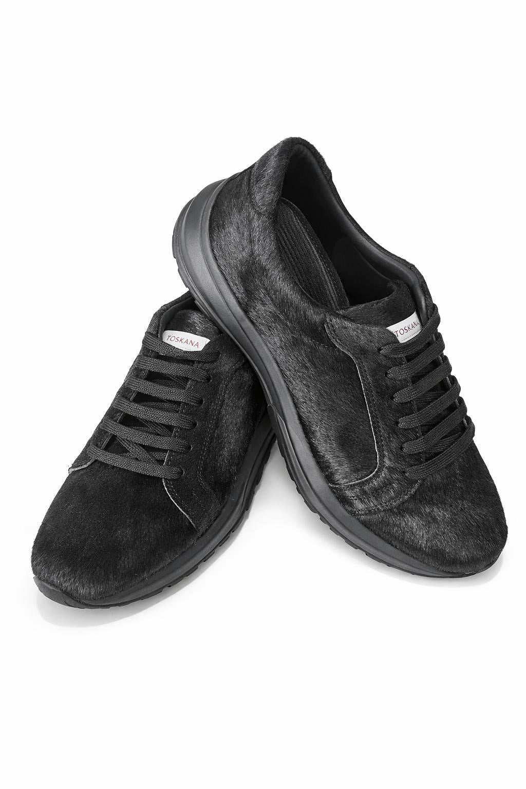Toskana Design Siyah Pony Deri Erkek Sneaker | Özel Tasarım