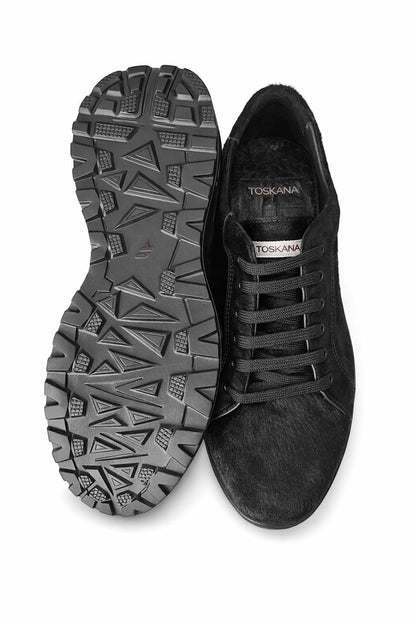 Toskana Design Siyah Pony Deri Erkek Sneaker | Özel Tasarım
