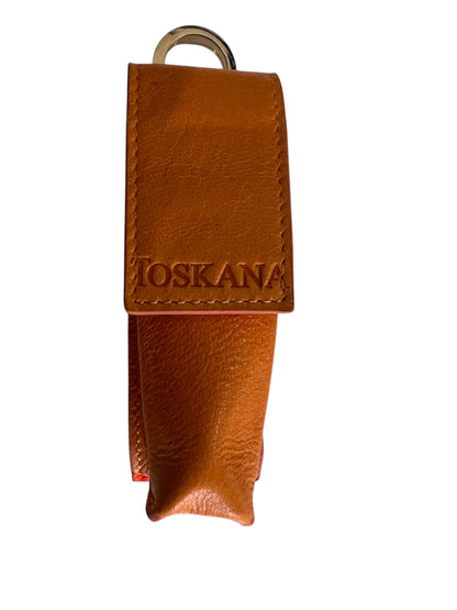 Turuncu Manyetik Kapaklı Deri Ruj ve Dudak Balsamı Kılıfı