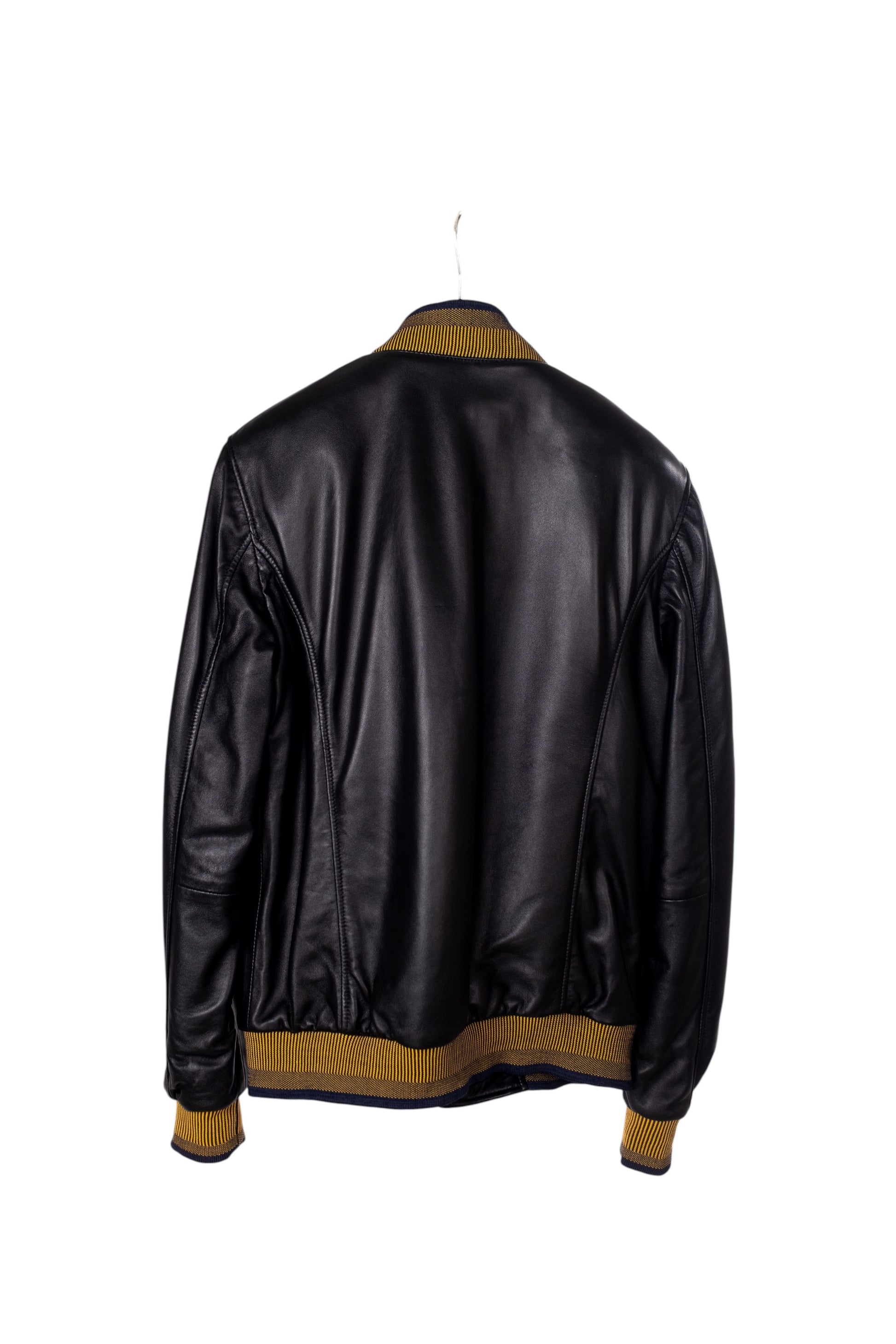 Toskana Design Sarı Lacivert Fermuarlı  Uniseks Deri Ceket Style 200-414