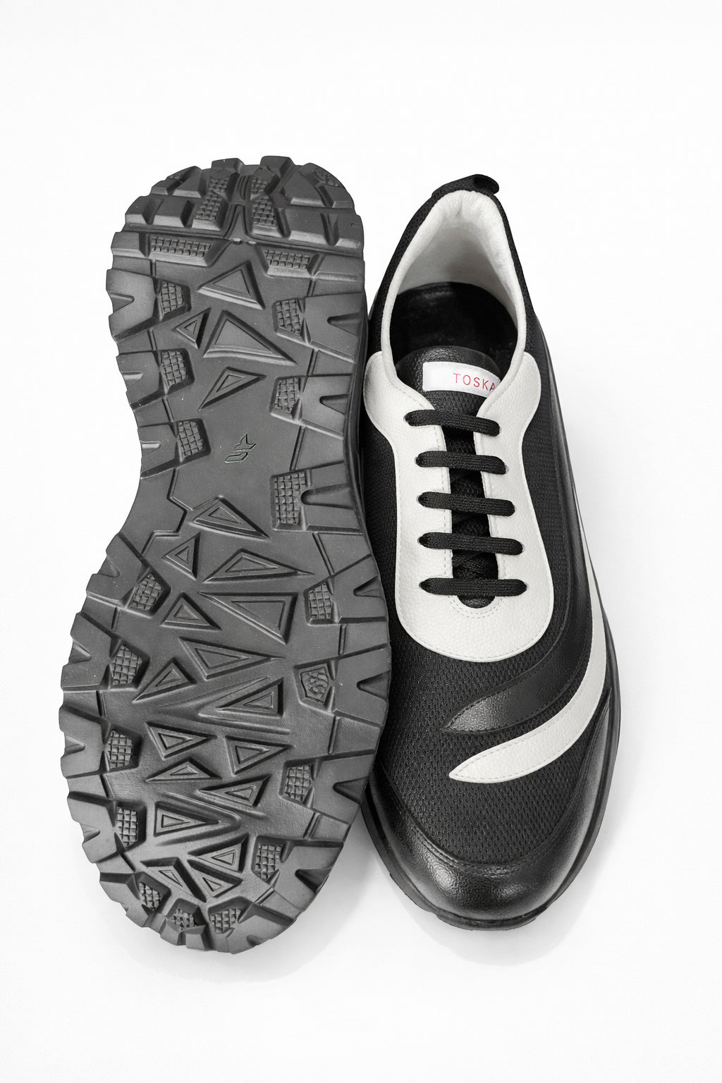 Toskana Design Black and White Leather Sneaker Style Stadium 300-102