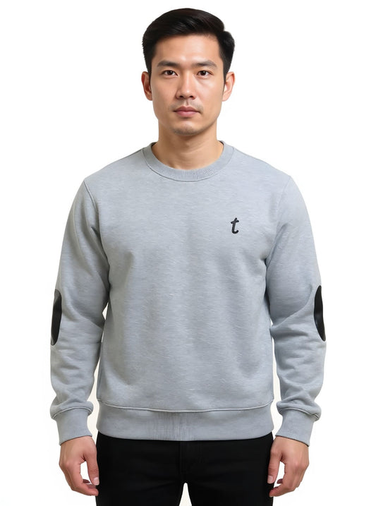 Deri ve Pamuk Siyah Renk Deri Gri Pamuk ,Soft Sweatshirt,Toskana Design
