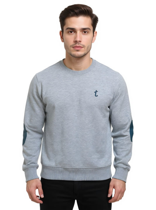 Deri ve Pamuk Petrol Renk Deri Gri Pamuk ,Soft Sweatshirt,Toskana Design